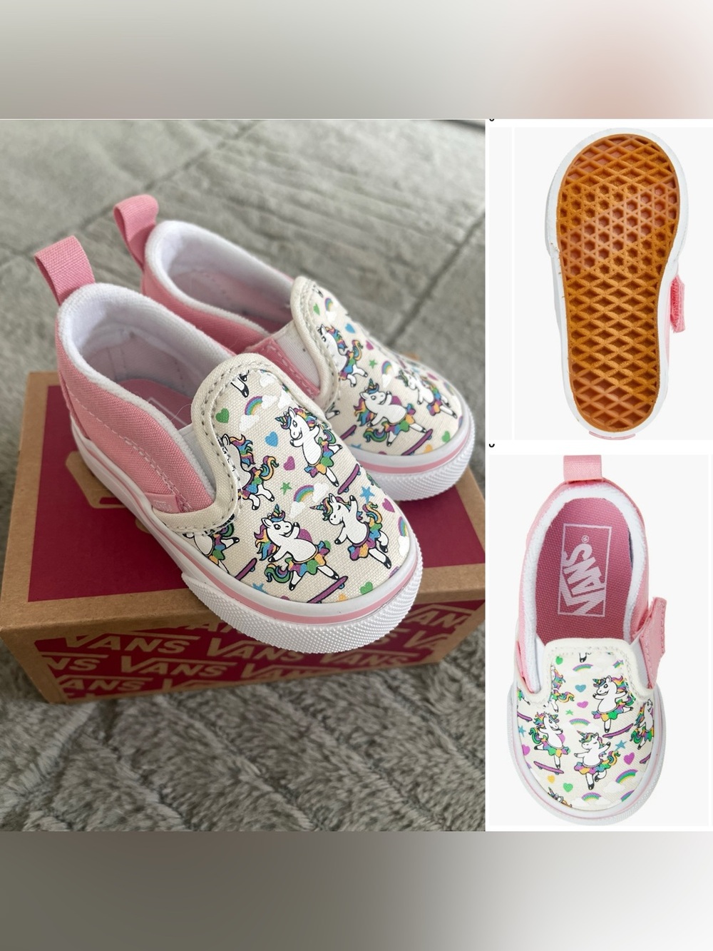 Toddler Slip-On Vans Sneaker Ballet Skaticorn Pink Sz 4 NEW